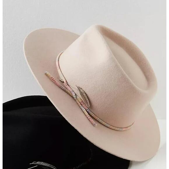 Free People Accessories - Free People Faith Feather Felt Hat Beige